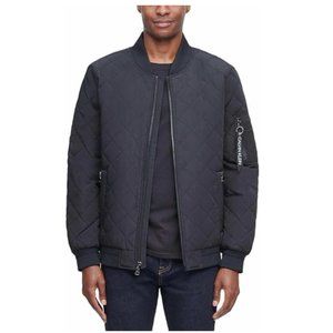Calvin Klein Men’s Ribbed Collar Quilted Bomber Jacket Black L NEW